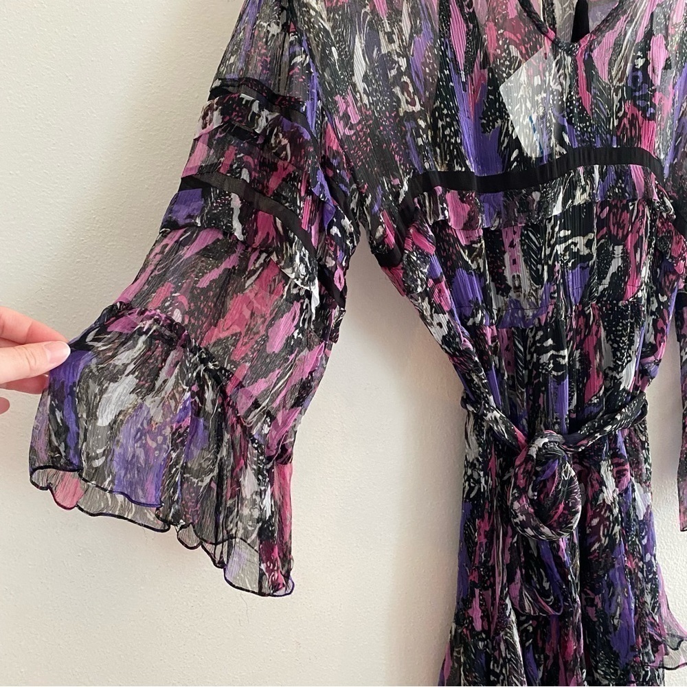 IRO Clash Sheer Ruffle Dress Purple - Picture 11 of 17